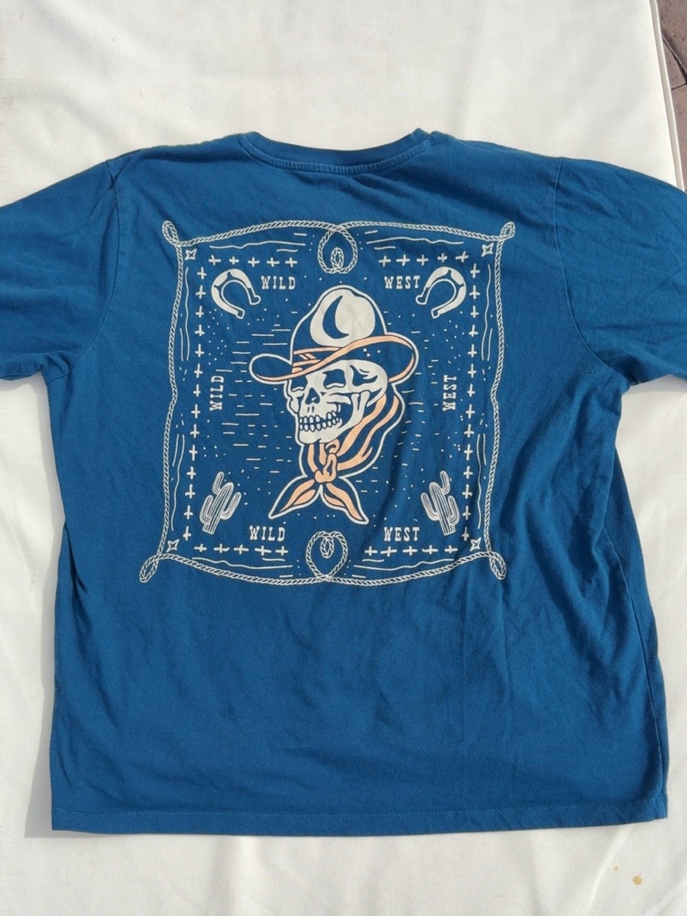 RSQ Blue Long Sleeve Wild West Skull Graphic Tee
